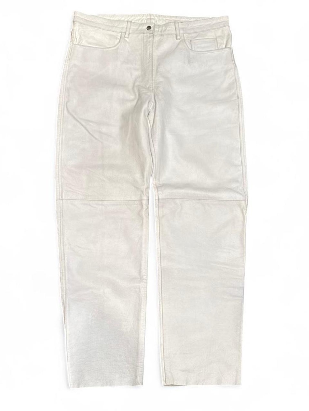 Vintage 90s Jamin Leather Cow Leather Heavyweight White Straight Jeans